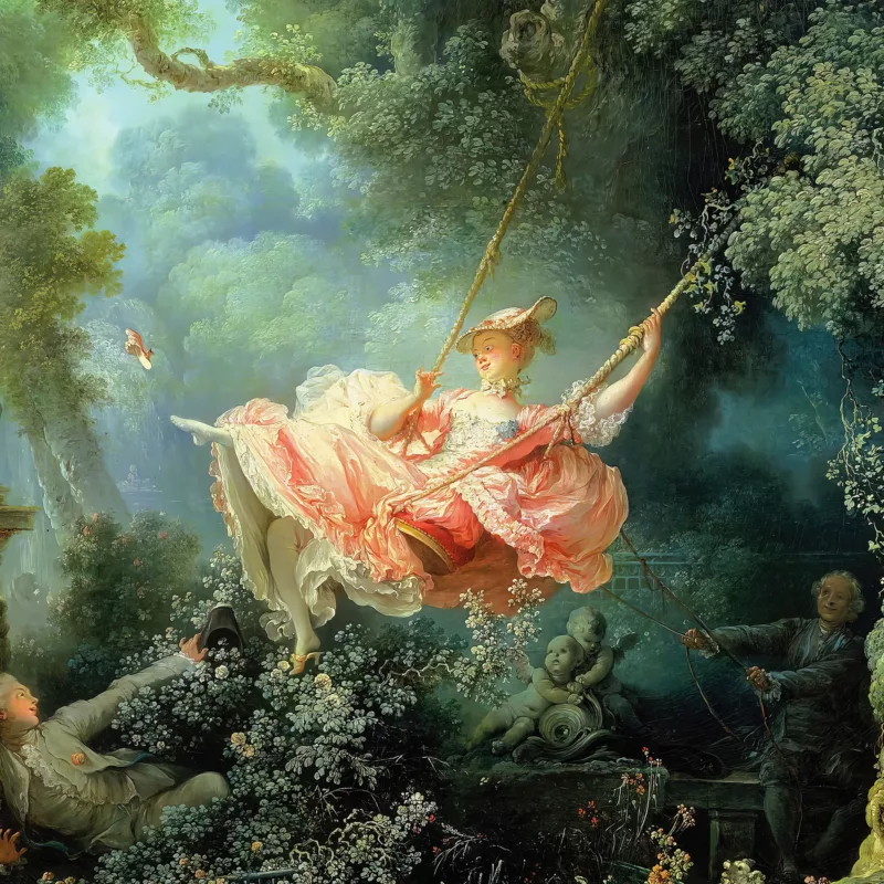 Zoomed view of The Swing painting by Jean-Honore Fragonard